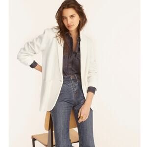 J. Crew Cecile Relaxed Wool Blend Sweater Blazer in Ivory Size 2X